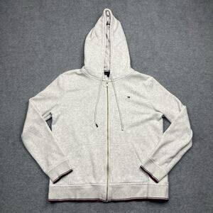 Tommy Hilfiger Women's Hooded Sweatshirt Heather Gray Long Sleeve Full Zip Small